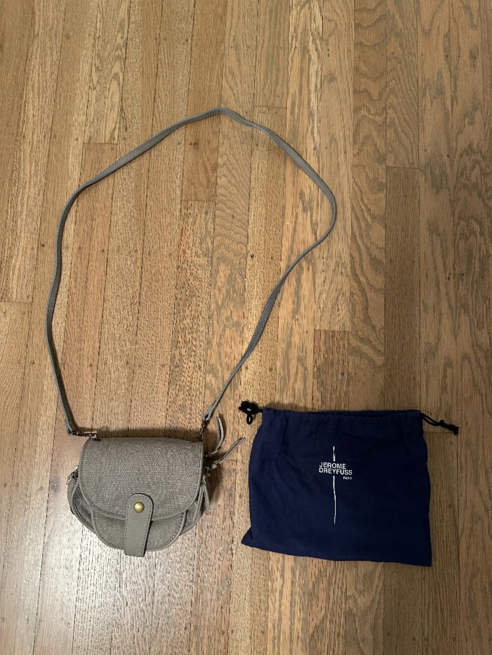 Jérôme Dreyfuss Momo Crossbody Bag | Grey Suede & Leather | Made in Paris